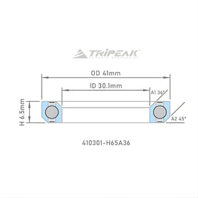 Tripeak Headset Sealed AC Bearing With Black Oxide Coating (41X30.1X6.5) (36/45 Deg)