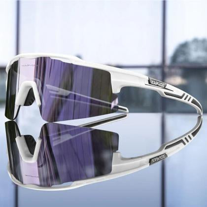 Kapvoe X75 Half Frame Sports Sunglasses-Purple/White