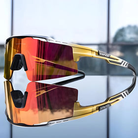 Kapvoe X75 Half Frame Sports Sunglasses-Red/Gold