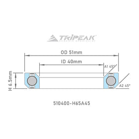 Tripeak Headset Sealed AC Bearing With Black Oxide Coating (51x40x6.5)(45/45 Deg)