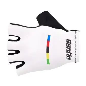 Santini UCI World Champion Gloves-White