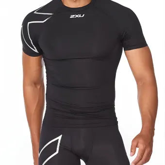 2XU MA6399a Core Compression Short Sleeve-Black/Silver-S