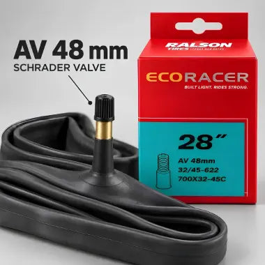 ECORACER 700×32–45C Bicycle Inner Tube – 48mm AV Schrader Valve