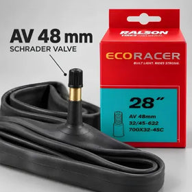 ECORACER 700×32–45C Bicycle Inner Tube – 48mm AV Schrader Valve