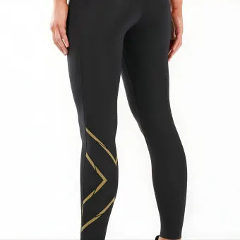 2XU MCS Run Compression Tights-XS-Black/Gold Reflective