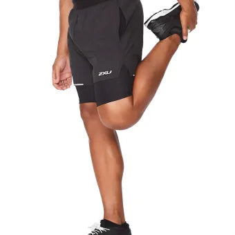 2XU AERO 2-IN-1 5 Inch Shorts-XL-Black/Silver