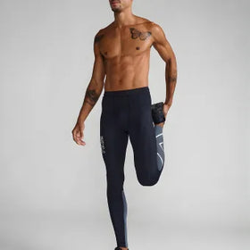 2XU MA7049b Light Speed React Comp Tights-Black/White Reflective-M