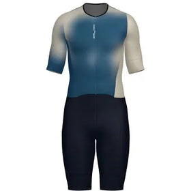 Santini Leaf Long Distance Trisuit (Short Sleeve)-Blue