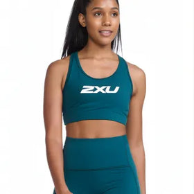 2XU Motion Racerback Crop-L-Deep Jade/White