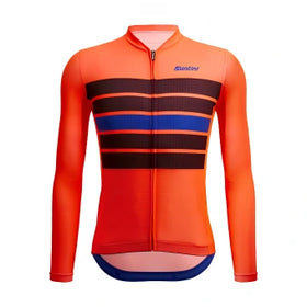 Santini Eco Sleek Bengal Long Sleeve Jersey-Orange