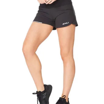 2XU Aero 4 Inch Shorts-M-Black/Silver