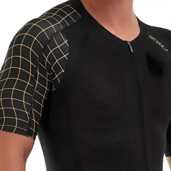 2XU Comp Full Zip Sleeved Trisuit-S-Black/Gold