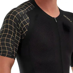2XU Comp Full Zip Sleeved Trisuit-S-Black/Gold