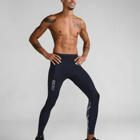 2XU MA7049b Light Speed React Comp Tights-Black/White Reflective-M