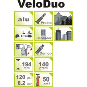 IceToolz A111 VeloDuo Lightweight Portable Pump