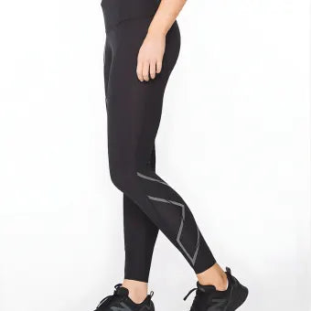 2XU Light Speed Mid-Rise Comp Tight-Black/ Black Reflective-L