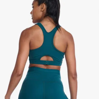 2XU Motion Racerback Crop-L-Deep Jade/White
