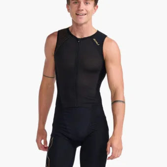 2XU Light Speed Front Zip Trisuit-S-Black/Gold