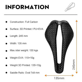 Toseek Q11 Full Carbon 3D Printed Bicycle Saddle