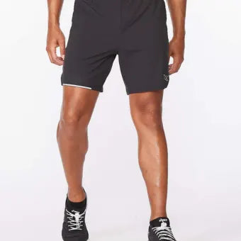 2XU Aero 7 Inch Shorts-XL-Black/Silver