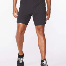 2XU Aero 7 Inch Shorts-XL-Black/Silver