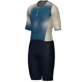 Santini Leaf Long Distance Trisuit (Short Sleeve)-Blue