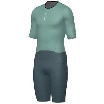 Santini Wmn Leaf Long Distance Trisuit (Short Sleeve)-Acqua