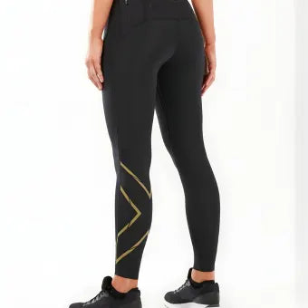 2XU MCS Run Compression Tights-XS-Black/Gold Reflective