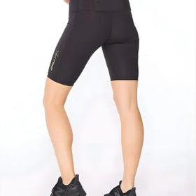 2XU WA6593B Light Speed Mid-Rise Comp Short-L-Black/Gold Reflective