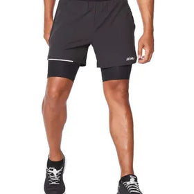 2XU AERO 2-IN-1 5 Inch Shorts-XL-Black/Silver