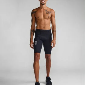 2XU MA7050b Light Speed React Comp Shorts-Black/White Reflective-S