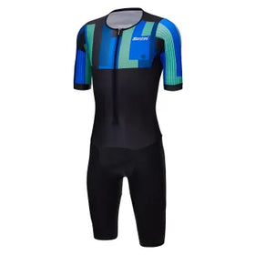 Santini Ironman Aahonoui Trisuit (Short Sleeve)-Blue