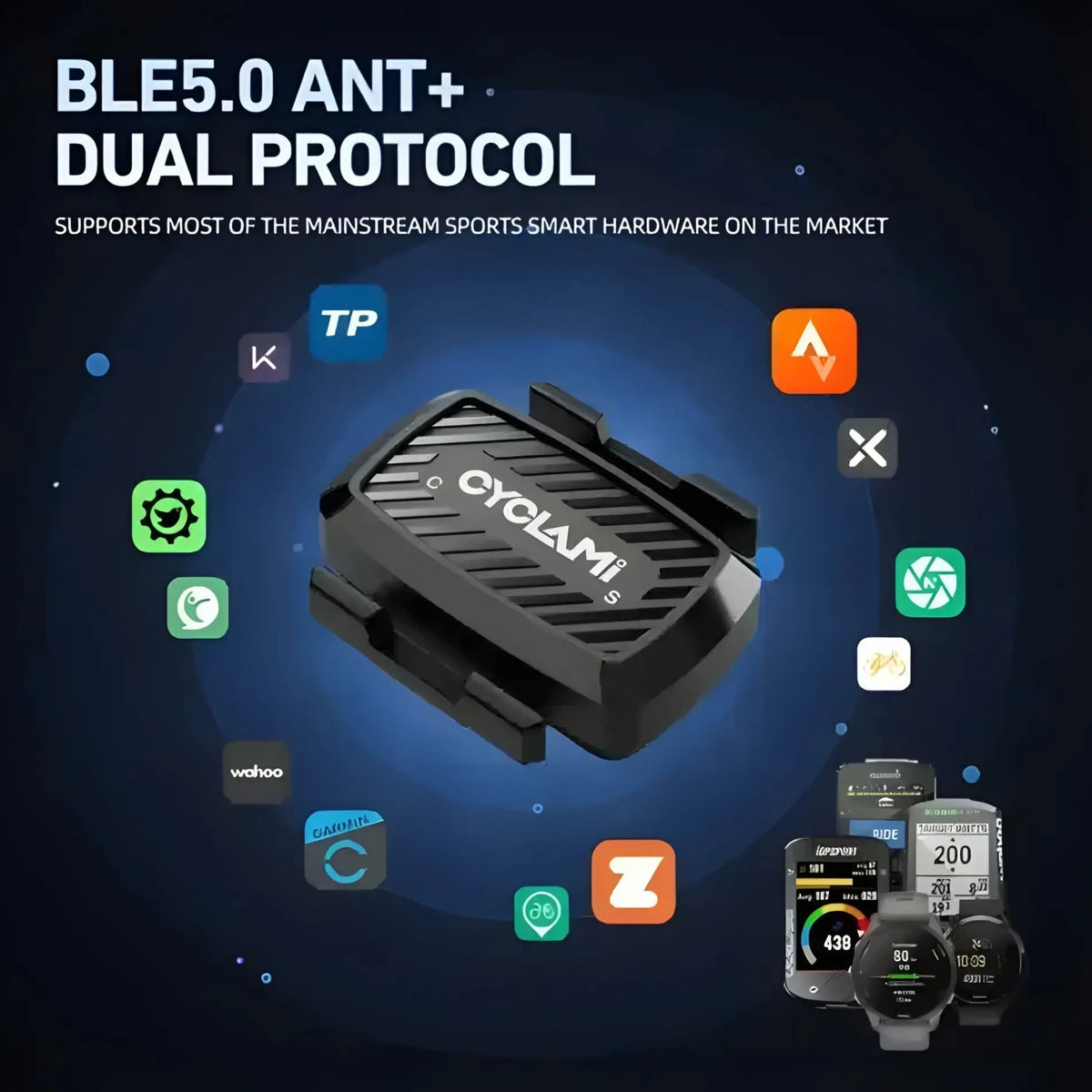 Cyclami C1 Cadence speed Dual Sensor Bike Computer ANT+BLE 5.0 Waterproof GPS C