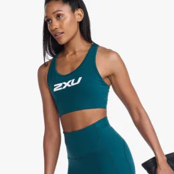 2XU Motion Racerback Crop-L-Deep Jade/White