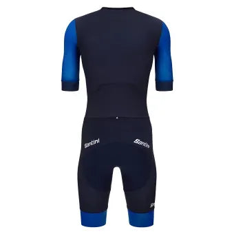 Santini Leaf Aero Trisuit (Short Sleeve)-Navy Blue