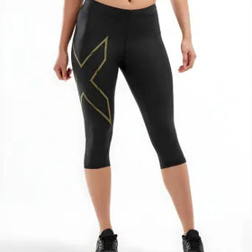 2XU MCS Run Compression 3/4 Tights-L-Black/Gold Reflective