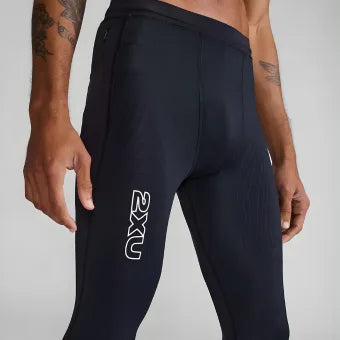 2XU MA7049b Light Speed React Comp Tights-Black/White Reflective-M