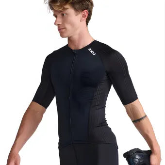 2XU Aero Tri.Sleeved Top-Black/White-L