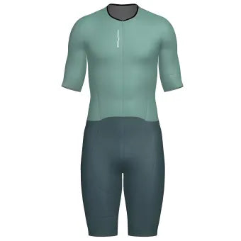 Santini Wmn Leaf Long Distance Trisuit (Short Sleeve)-Acqua