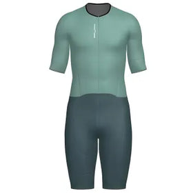 Santini Wmn Leaf Long Distance Trisuit (Short Sleeve)-Acqua