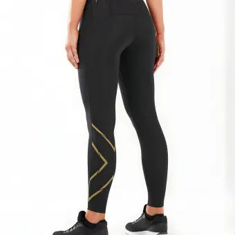 2XU MCS Run Compression Tights-XS-Black/Gold Reflective