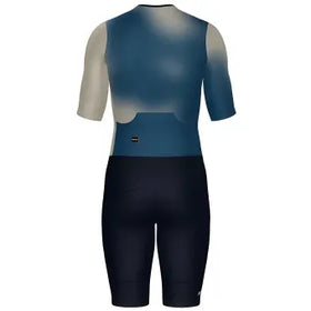 Santini Leaf Long Distance Trisuit (Short Sleeve)-Blue
