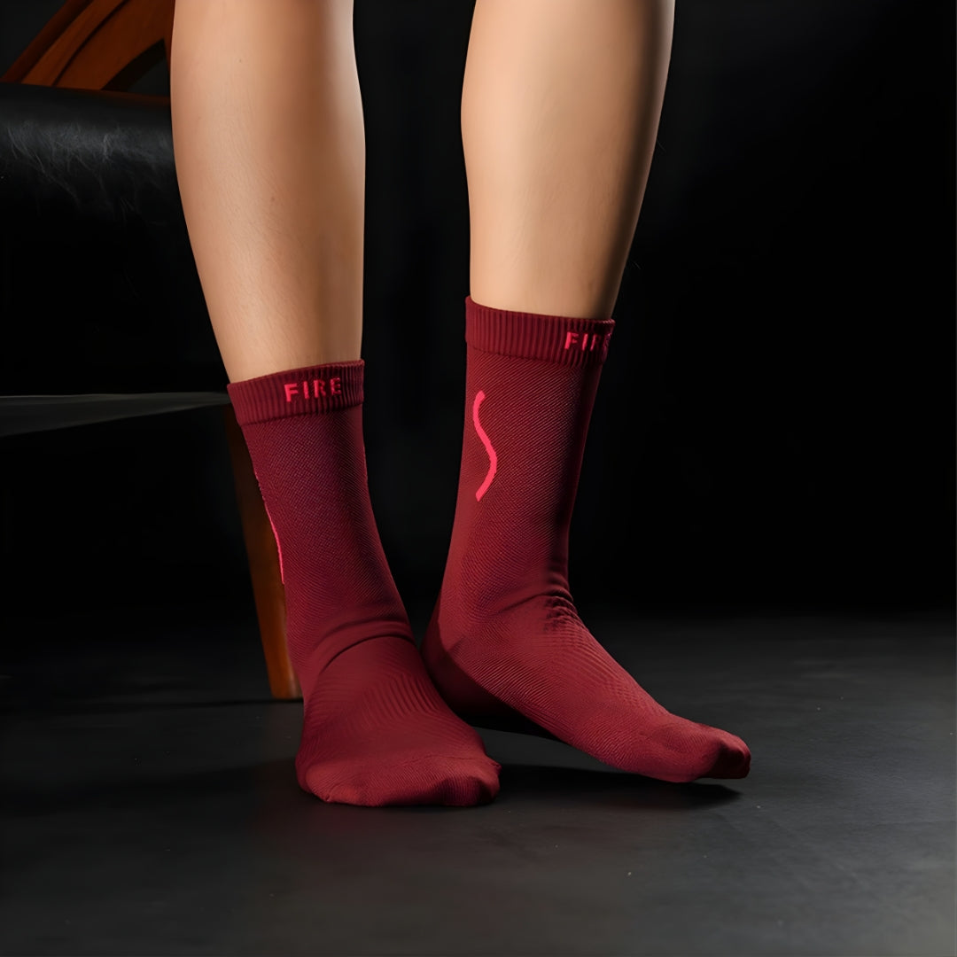 Monton Skull Fire Socks-Red