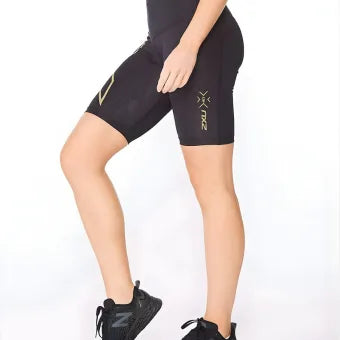 2XU WA6593B Light Speed Mid-Rise Comp Short-L-Black/Gold Reflective