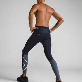 2XU MA7049b Light Speed React Comp Tights-Black/White Reflective-M