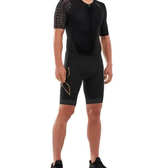 2XU Comp Full Zip Sleeved Trisuit-S-Black/Gold