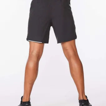 2XU Aero 7 Inch Shorts-XL-Black/Silver