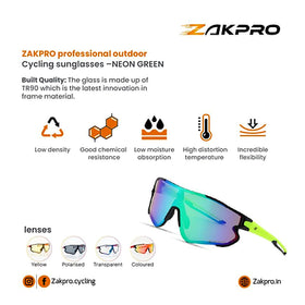 ZAKPRO Professional Outdoor Sports Cycling Sunglasses – Neon Green