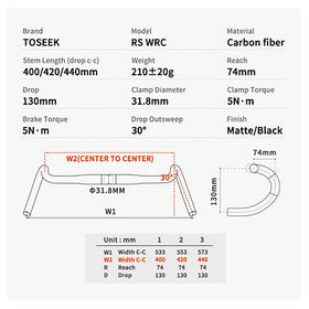 Toseek Bicycle Handlebar RS-WRC