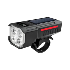 Solar Powered Rechargeable Bicycle Front Light with Horn